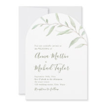 ミニマルなグリーン カリグラフィー ラスティック セイジ ウェディング