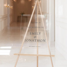 ミニマルなグレータイポグラフィへようこそ結婚の アクリルサイン