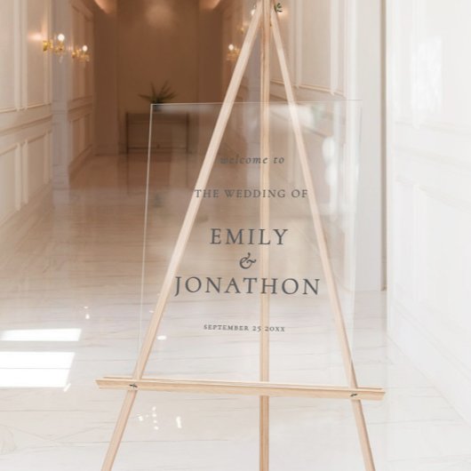 ミニマルなグレータイポグラフィへようこそ結婚の アクリルサイン