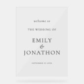 ミニマルなグレータイポグラフィへようこそ結婚の アクリルサイン (正面)