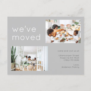 ミニマルなグレー2家族の写真の移動 案内ポストカード