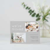 ミニマルなグレー2家族の写真の移動 案内ポストカード (スタンド正面)