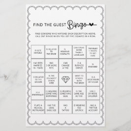 ミニマルなゲストビンゴブライダルシャワーゲーム チラシ