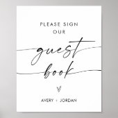 ミニマルなゲストブックサイン |モダンの結婚サイン ポスター (正面)
