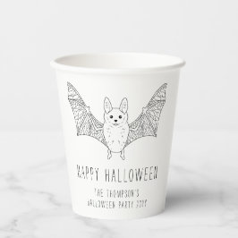 ミニマルなコウモリの線画 カスタムハロウィンパーティー 紙コップ