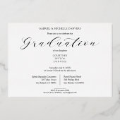 ミニマルなコラージュ卒業3枚実在の写真Silver 箔招待状 (裏面)