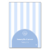 ミニマルなコーストウェディングの個別プレースカード テーブルナンバー (正面)