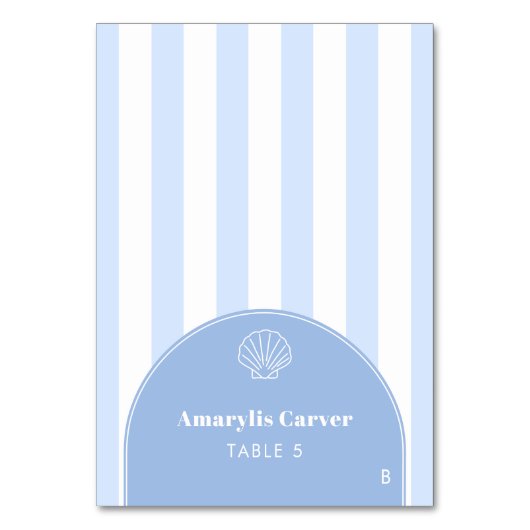 ミニマルなコーストウェディング用個別の席札 テーブルナンバー (正面)