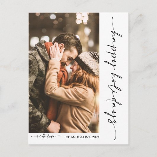 ミニマルなコーナーフォトクリスマスフォト シーズンポストカード (正面)