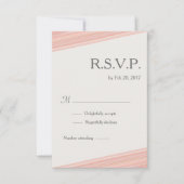 ミニマルなコーラルピーチ白いグレーのストライプrsvp 招待状 (正面)