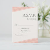 ミニマルなコーラルピーチ白いグレーのストライプrsvp 招待状 (スタンド正面)