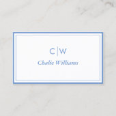 ミニマルなコーンフラワーブルー縁ど, 2  名刺 (正面)