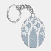 ミニマルなゴシック様式の窓の書道カデットグレー キーホルダー (正面左)