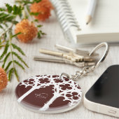 ミニマルなゴシック窓の書道バーガンディ キーホルダー (正面右)