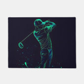 ミニマルなゴルファー緑のグローシルエット ドアマット (正面)