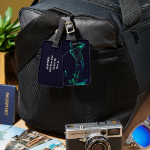 ミニマルなゴルファー緑のグローシルエット ラゲッジタグ