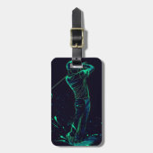 ミニマルなゴルファー緑のグローシルエット ラゲッジタグ (正面縦)