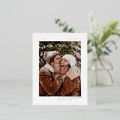 ミニマルなサイン救写真当社日付 箔招待状ポストカード (立ち正面)