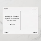 ミニマルなサイン救写真当社日付 箔招待状ポストカード (裏面)