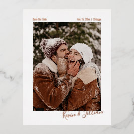 ミニマルなサイン救写真当社日付 箔招待状ポストカード