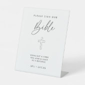 ミニマルなサイン私たちの聖書の結婚ゲストブックのサイン 台座サイン (正面)