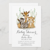 ミニマルなサファリをテーマにしたベビーシャワーの招待状 招待状 (正面/裏面)