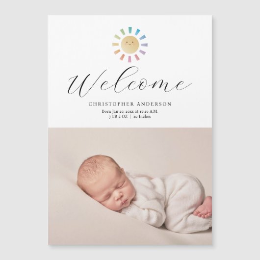 ミニマルなサンシャインボーイ写真誕生のお知らせ (正面)