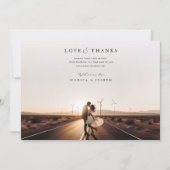 ミニマルなサンセット結婚写真のサンキューカード サンキューカード (正面)