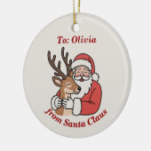 ミニマルなサンタ&ディアラインアートクリスマス セラミックオーナメント (左)