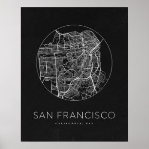 ミニマルなサンフランシスコの都市の地図 ポスター