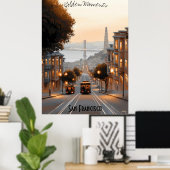 ミニマルなサンフランシスコスカイラインカリフォルニアアート ポスター (ホームオフィス)