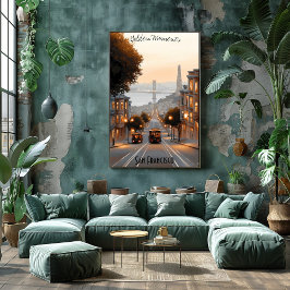 ミニマルなサンフランシスコスカイラインカリフォルニアアート ポスター