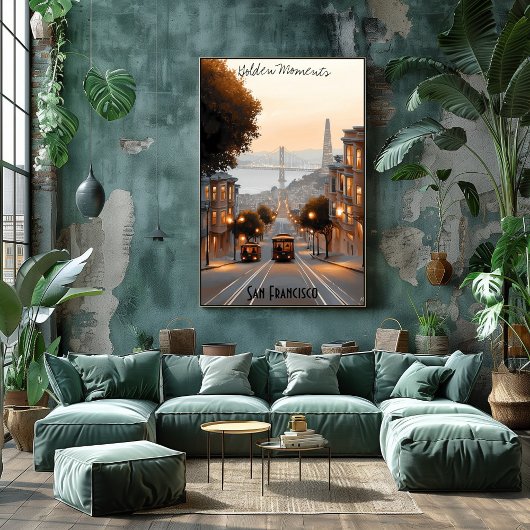 ミニマルなサンフランシスコスカイラインカリフォルニアアート ポスター