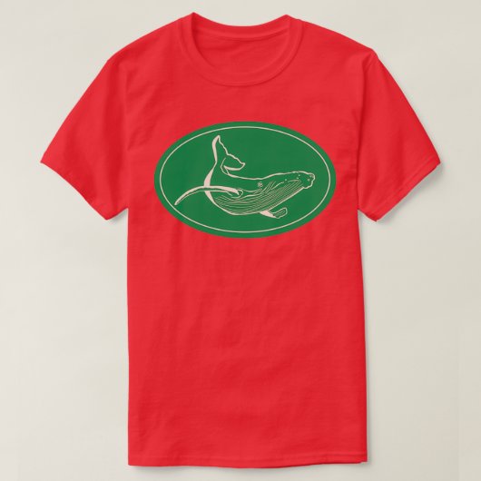 ミニマルなザトウクジラ緑と白 Tシャツ (デザイン正面)
