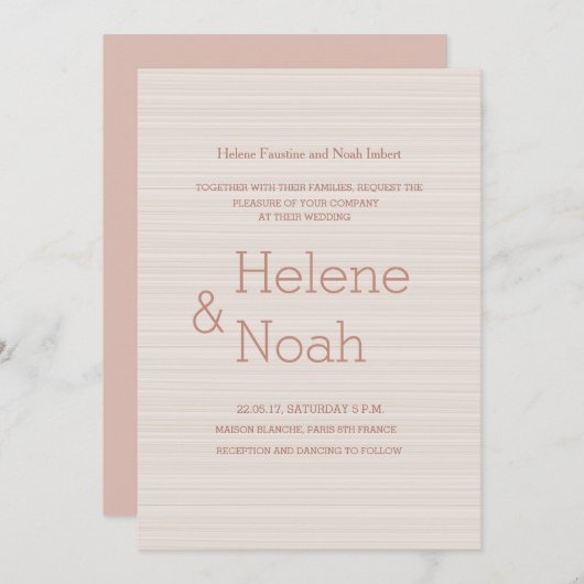 ミニマルなシックなバラストライプ金ゴールド結婚s 招待状 (正面/裏面)