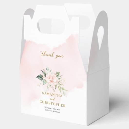 ミニマルなシックなピンクのバラのユーカリ金ゴールド結婚ズ フェイバーボックス (オープン)