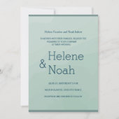 ミニマルなシックターコイズブルー結婚ウォーター 招待状 (正面)