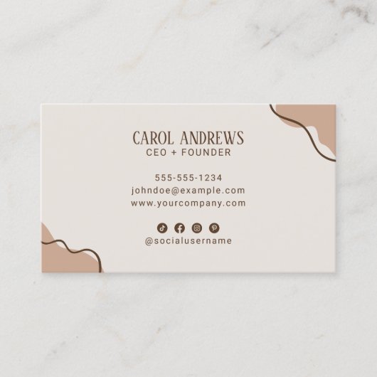 ミニマルなシックトレンディー抽象芸術ソーシャルメディアのアイコン 名刺 (正面)