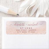 ミニマルなシックバラ金ゴールド結婚スクリプト ラベル (インサイチュ)