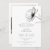 ミニマルなシックフローラ写真QRコードブライダルシャワー 招待状 (正面/裏面)