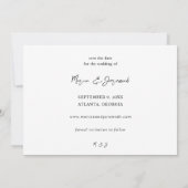 ミニマルなシック写真H日付を保存 招待状 (裏面)