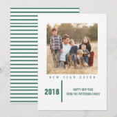 ミニマルなシック新年のフォトカード |緑 シーズンカード (正面/裏面)