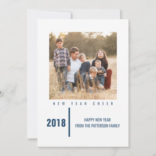 ミニマルなシック新年のフォトカード |青 シーズンカード (正面)