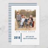 ミニマルなシック新年のフォトカード |青 シーズンカード (正面/裏面)