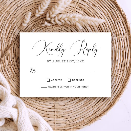 ミニマルなシック書結婚跡 出欠カード