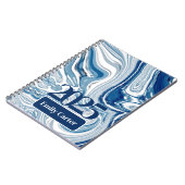 ミニマルなシック海波水色の青い渦巻き ノートブック (左側)