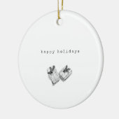 ミニマルなシック白黒クリスマスプレゼント セラミックオーナメント (左)