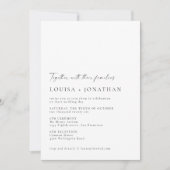 ミニマルなシック白黒スクリプトフォト結婚ズ 招待状 (正面)