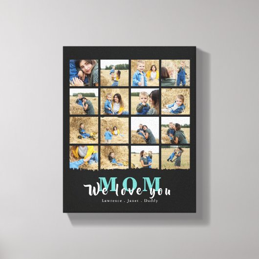 ミニマルなシック私たちは愛あなたママ16フォトコラージュ キャンバスプリント (正面)