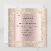 ミニマルなシャンパンゴールド ブラック コンフェッティ ローズ ブラッシュ 招待状 (正面)